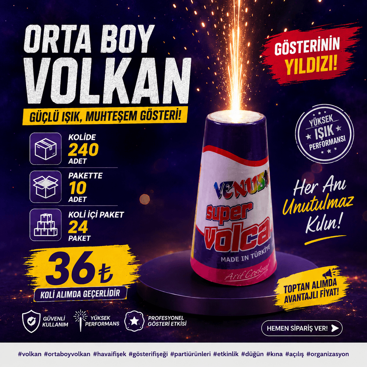 En İyi Düğün Orta Boy Volkan Modelleri - Venüs Konik 667